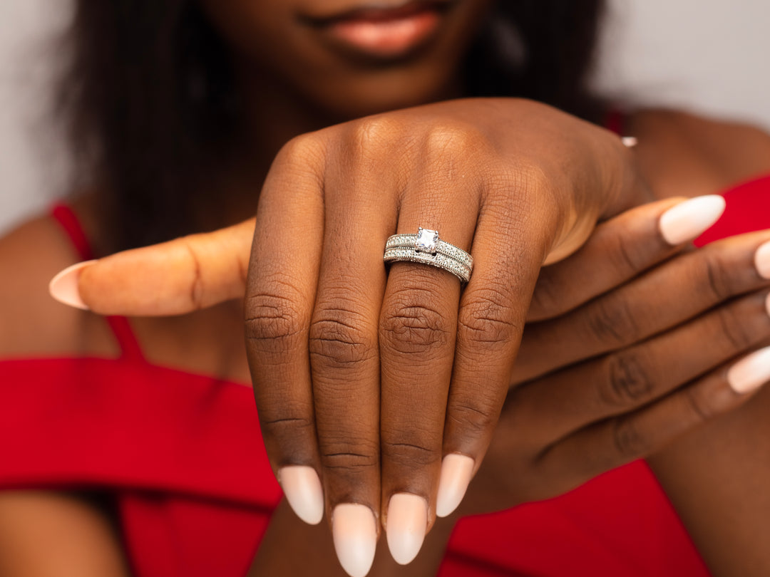 AB Unique Sterling Silver Bridal set – Eternal Gems