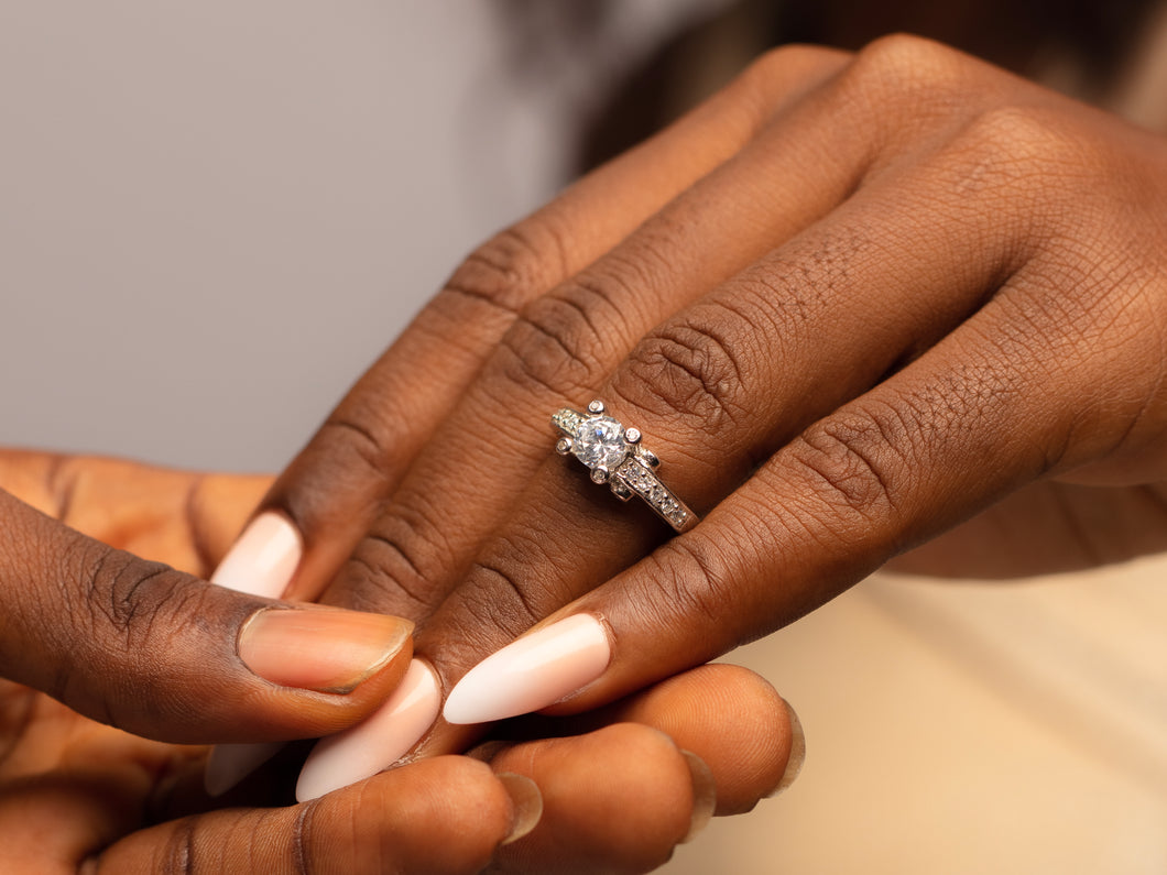Glimmering Sterling Silver Engagement set.
